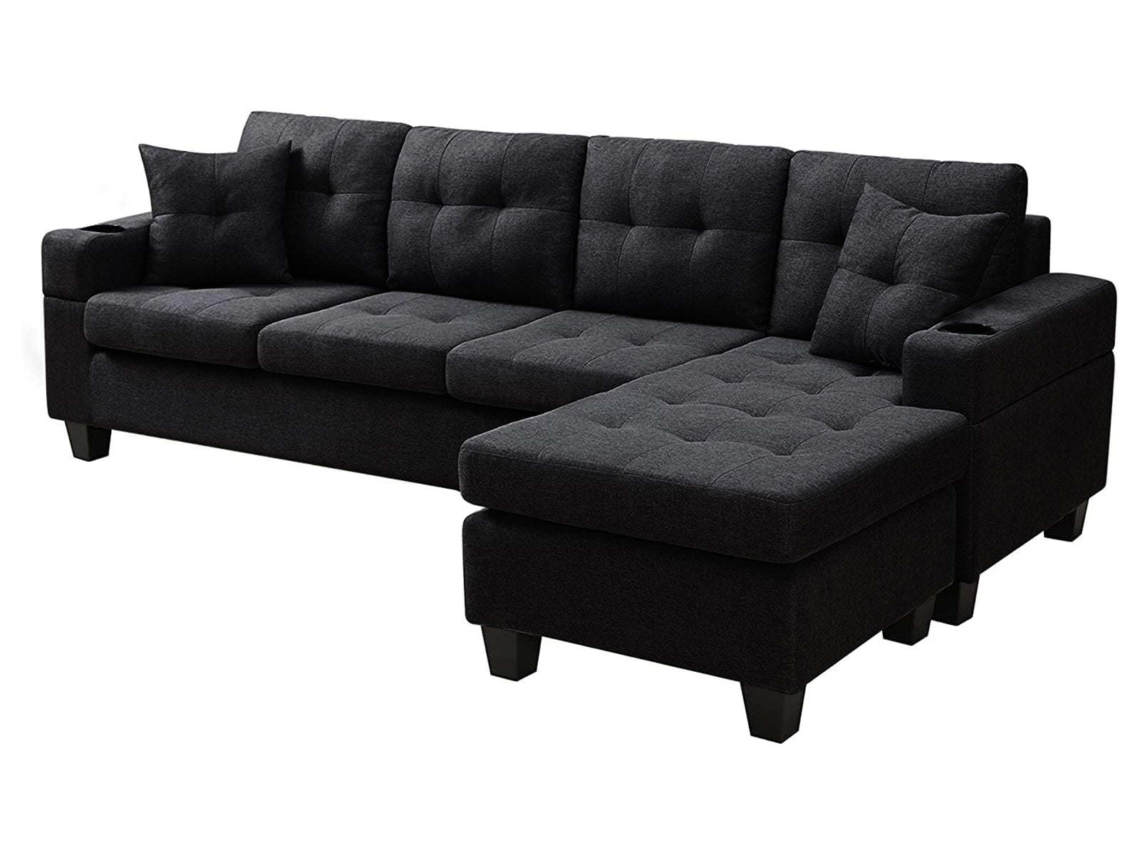 DS Marcia Sectional Sofa with Left Chaise Linen Black